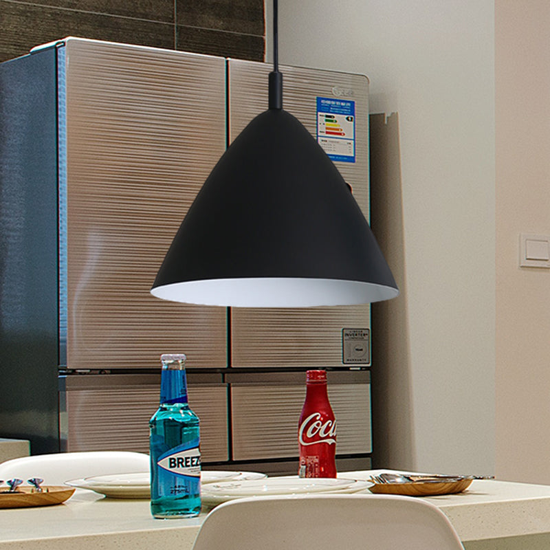 Tapered Ceiling Pendant Light Modernism Metal 10.5"/13"/16" Dia 1 Light Pink/Blue/Green Hanging Lamp Kit