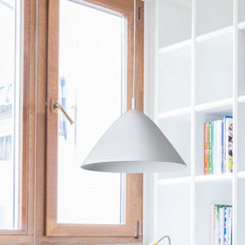 Tapered Ceiling Pendant Light Modernism Metal 10.5"/13"/16" Dia 1 Light Pink/Blue/Green Hanging Lamp Kit