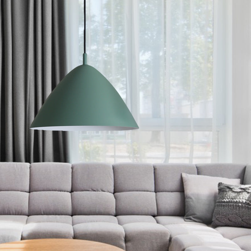 Tapered Ceiling Pendant Light Modernism Metal 10.5"/13"/16" Dia 1 Light Pink/Blue/Green Hanging Lamp Kit