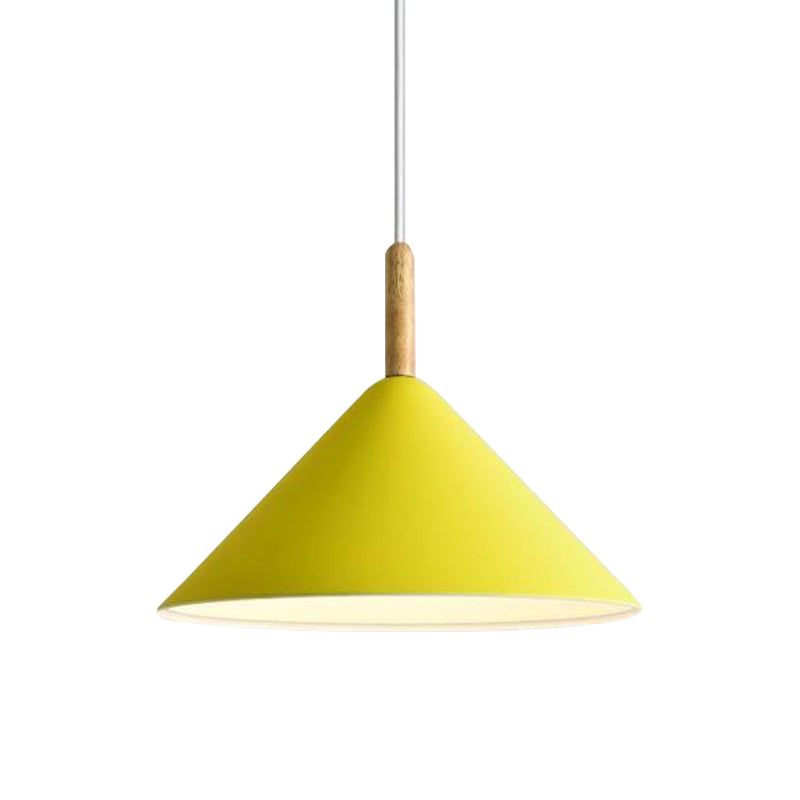 Cono Luz colgante de metal moderno 1 luz colgante de color amarillo/azul, 12.5 "/16.5" Dia