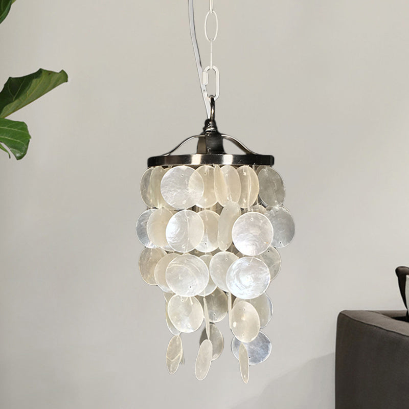 Luz de colgante de campanilla de viento Capilla nórdica 1 Luz de techo colgante blanco ligero para sala de estar