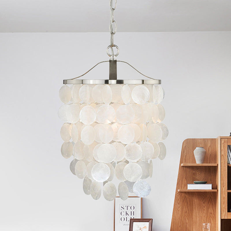 Luz de colgante de campanilla de viento Capilla nórdica 1 Luz de techo colgante blanco ligero para sala de estar
