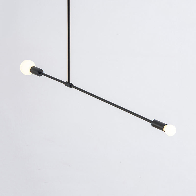 31.5 "/39" W blootgestelde kroonluchter lamp moderne stijl metaal 2 kop binnenhangende verlichting in zwart/goud