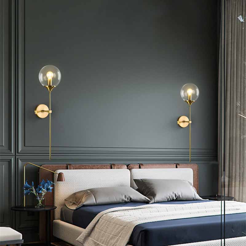 Single Golden Finish Modernism Glass Shade Unique Bathroom Vanity Light