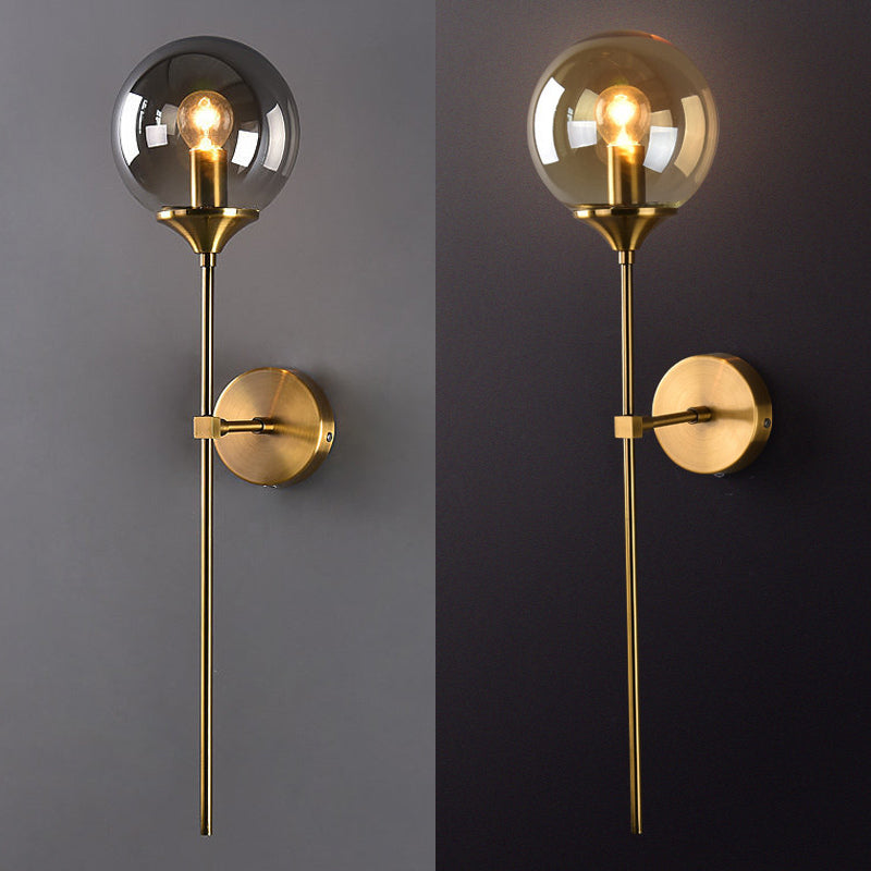 Single Golden Finish Modernism Glass Shade Unique Bathroom Vanity Light