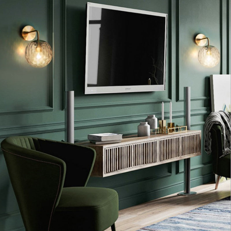 Single Modernism Golden Finish Glass Shade Unique Bathroom Vanity Light