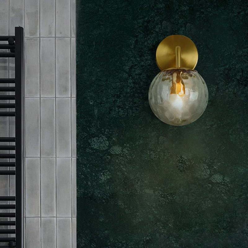 Single Modernism Golden Finish Glass Shade Unique Bathroom Vanity Light