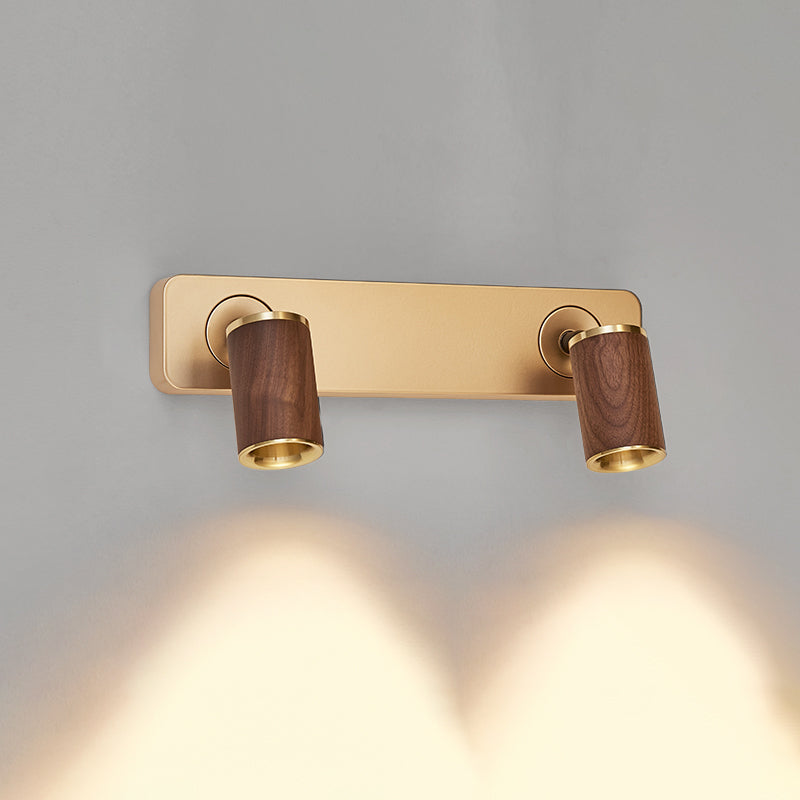 Modern Simple Cylinder Shape Vanity Light with Wood Shade for Shower Room