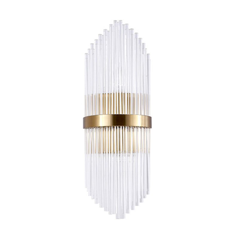 2-Light Golden Contemporary Crystal Unique Shaded Bathroom Vanity Light