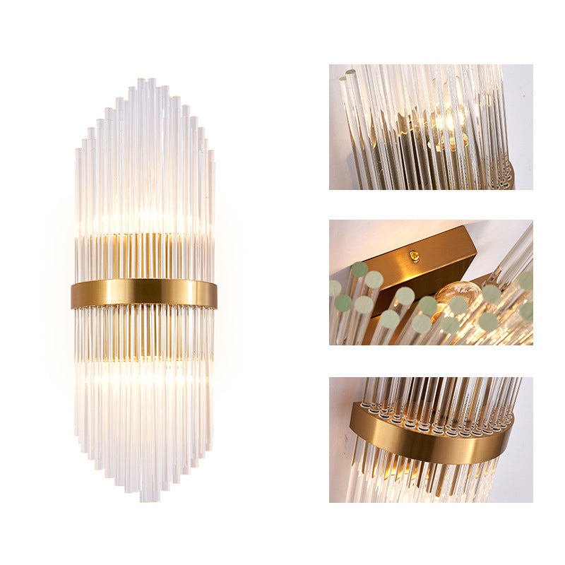 2-Light Golden Contemporary Crystal Unique Shaded Bathroom Vanity Light