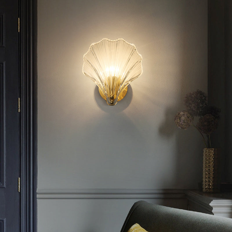 Single Golden Contemporary Glass Unique Shaded Bathroom Vanity Light