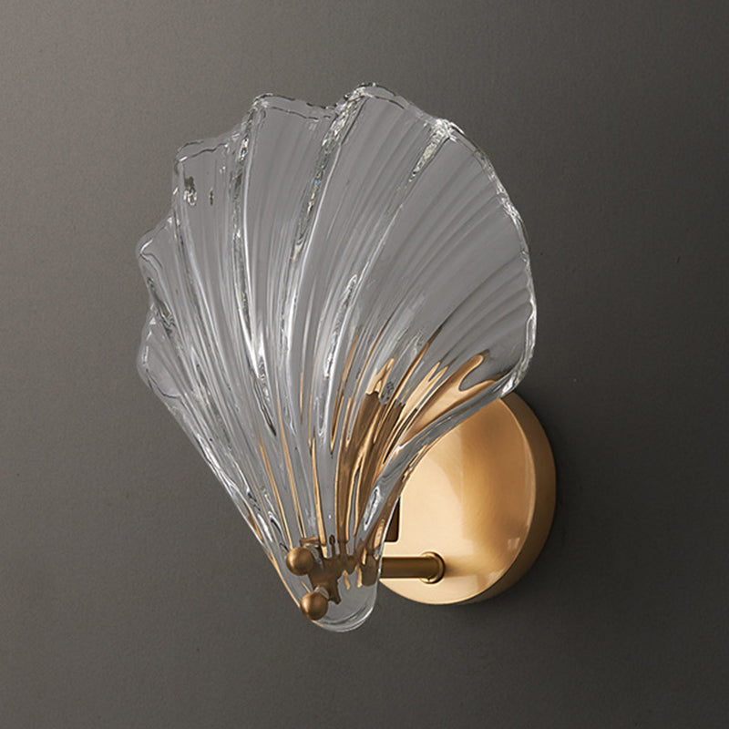 Single Golden Contemporary Glass Unique Shaded Bathroom Vanity Light