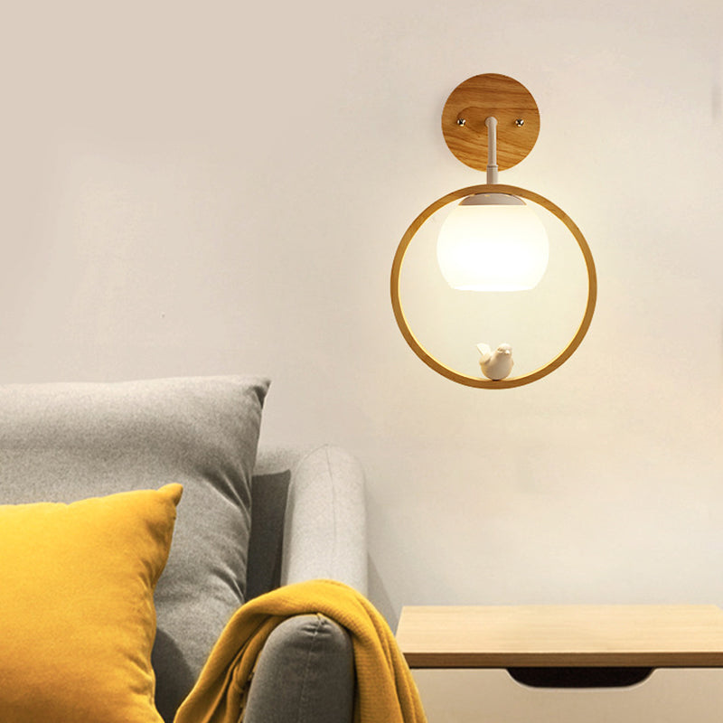 Single Beige/Brown Contemporary Style Wooden Unique Bathroom Vanity Light