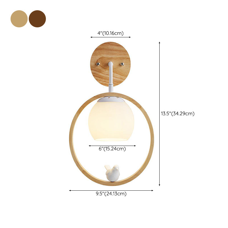 Single Beige/Brown Contemporary Style Wooden Unique Bathroom Vanity Light