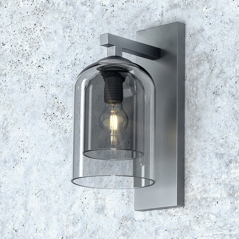 Single Contemporary Silver Glass Shape Unique Bathroom Vanity Light
