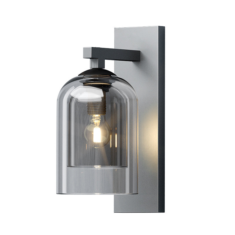 Single Contemporary Silver Glass Shape Unique Bathroom Vanity Light