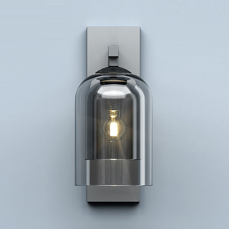 Single Contemporary Silver Glass Shape Unique Bathroom Vanity Light