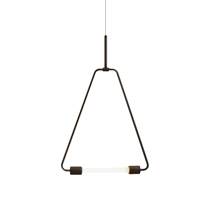 Black/Gold Metal Ceiling Light Triangle Wire Frame Simple Style LED Pendant Light Fixture for Foyer