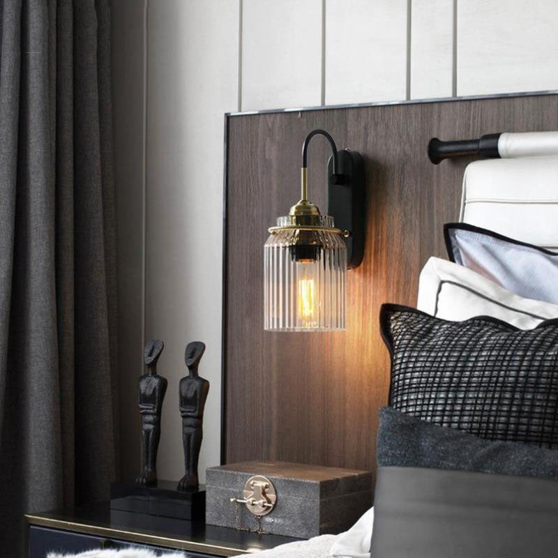 Modern 1-Light Wall Lamp Glass Wall Sconce Lighting for Bedroom