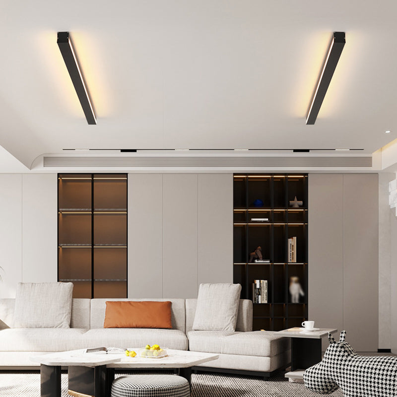 Linear Wall Light Fixture Modern Metal 1 Light Wall Light in Black