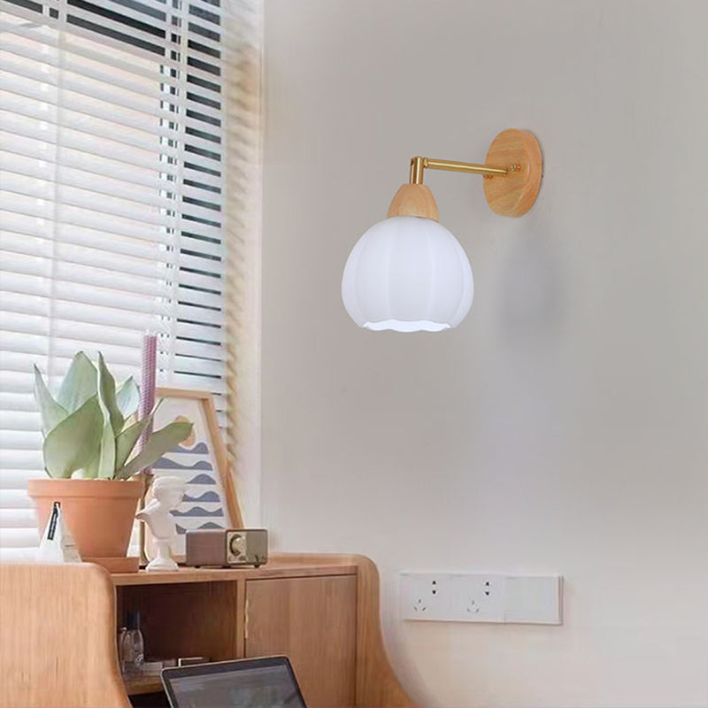 Modern Wooden Wall Light Sconce Minimalist Wall Light Fixture for Bedroom