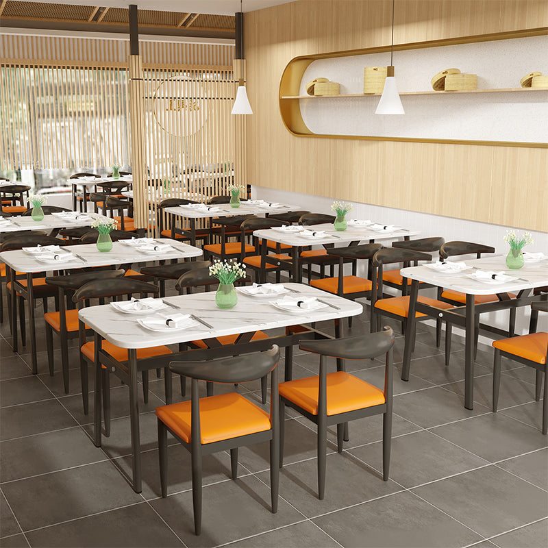 Contemporary White Rectangle Wooden Dining Table with 4 Foot