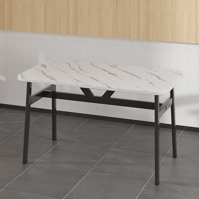 Contemporary White Rectangle Wooden Dining Table with 4 Foot