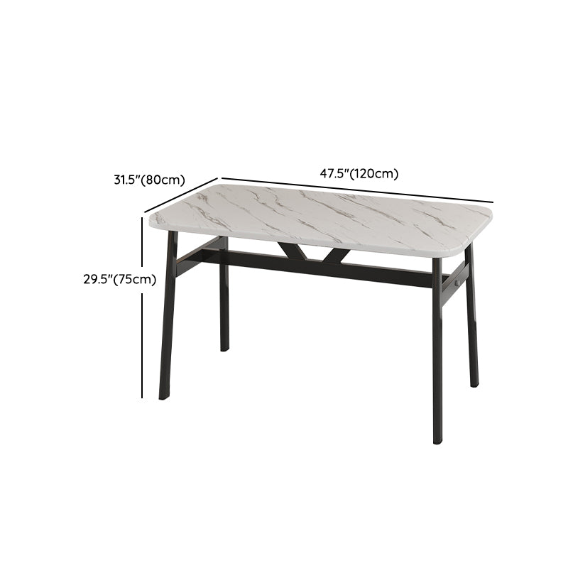 Contemporary White Rectangle Wooden Dining Table with 4 Foot
