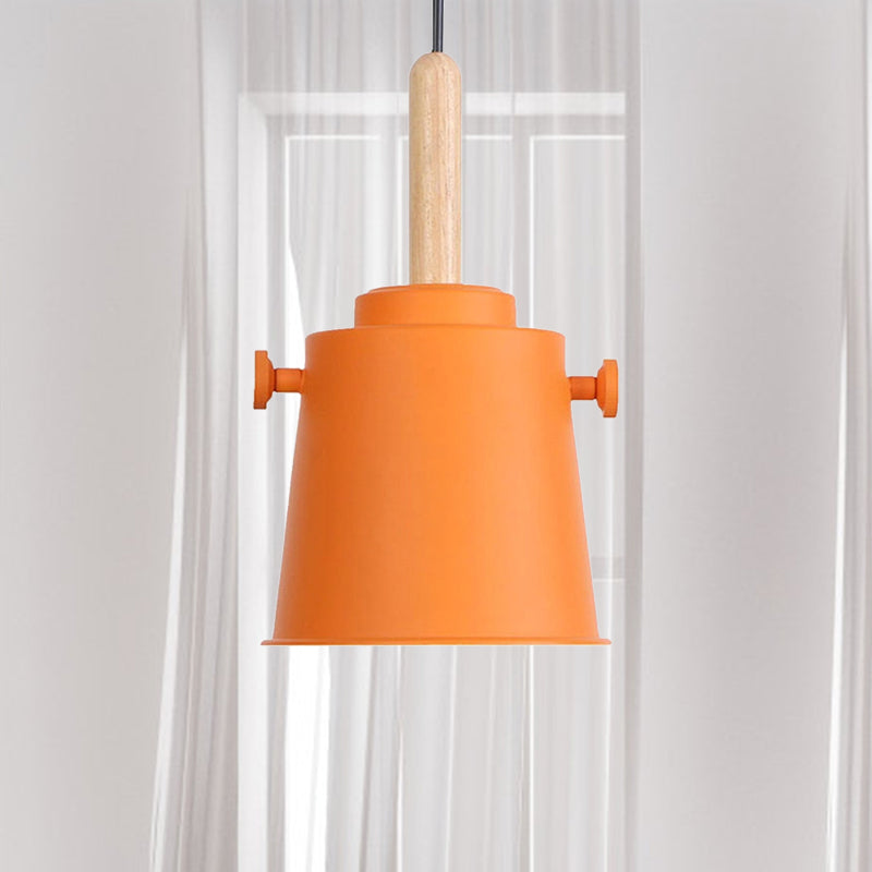 Lámpara colgante moderna de cubo con cordón ajustable Luz de metal de luz simple en madera