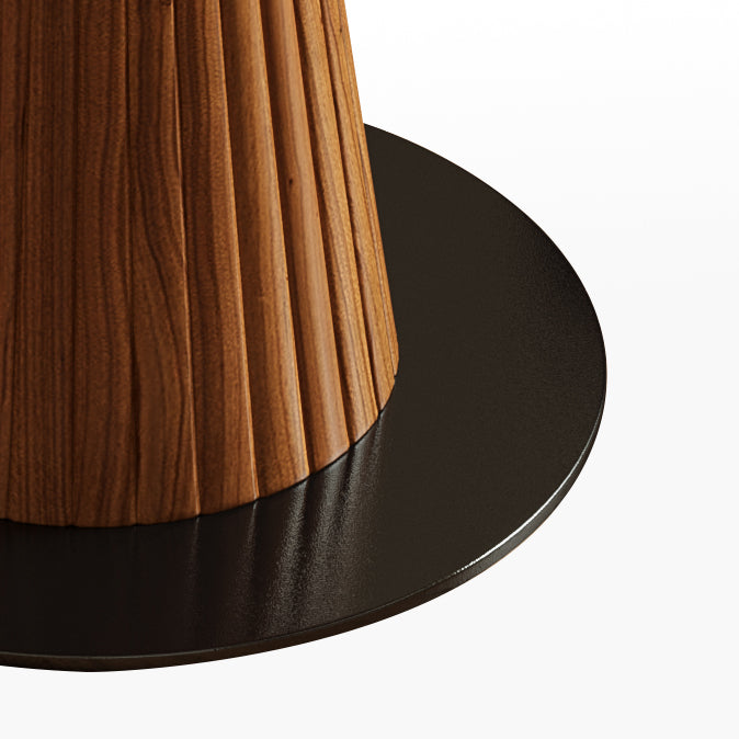 Modern Round Dining Room Table with Solid Wood Cone Base for Living Room