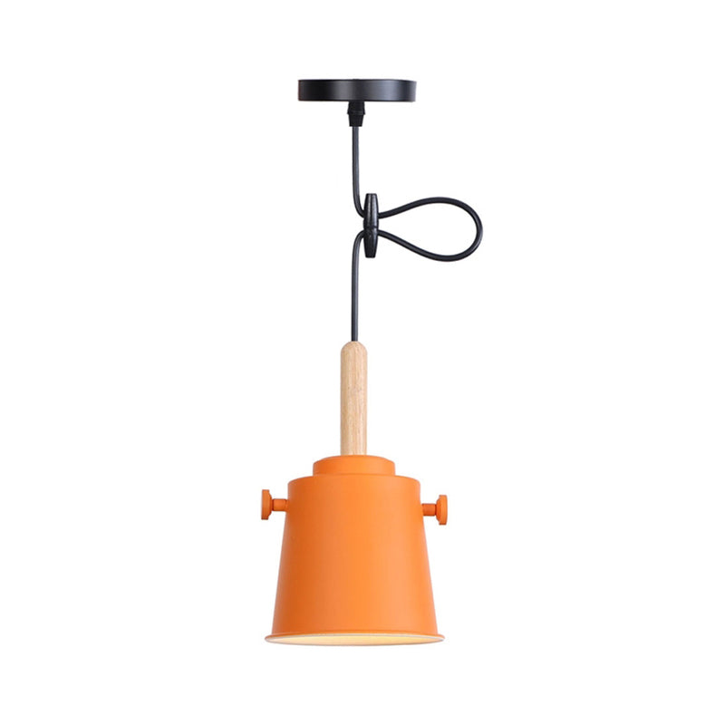 Lámpara colgante moderna de cubo con cordón ajustable Luz de metal de luz simple en madera