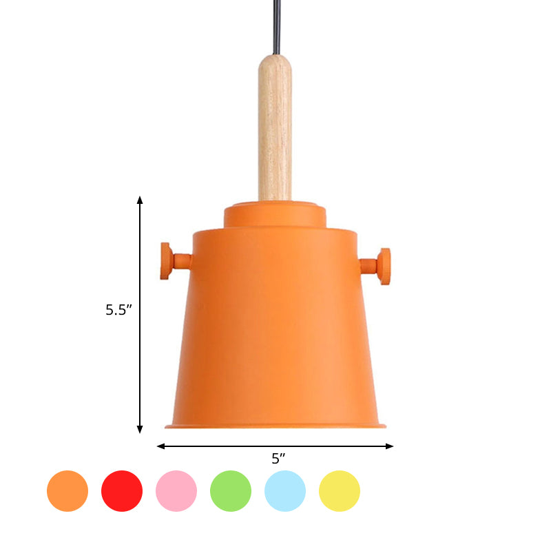 Moderne Eimer Hanging Lampe mit verstellbarem Kabel Einer Licht Metallheizlicht in Holz