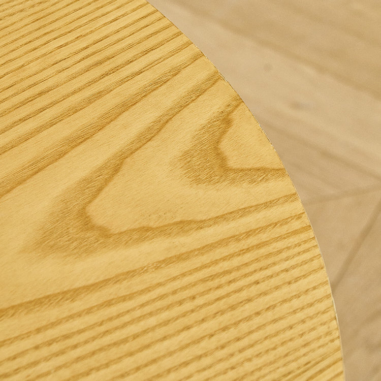 Modern Round Dining Table Wooden Tabletop with Metal Pedestal Base