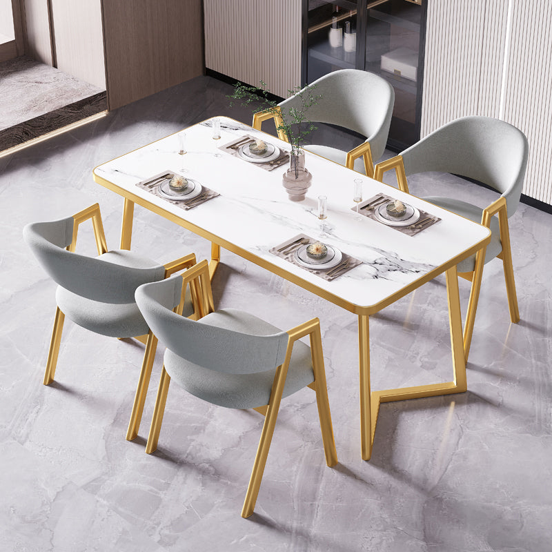 Modern Rectangle Dining Table Wood Tabletop with Double Pedestal Base
