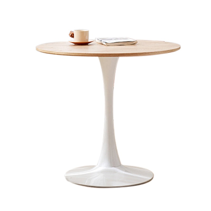 Round Dining Table Modern Natural Wooden Tabletop with Tulip Base