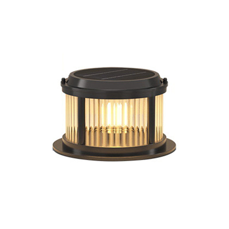 Contemporary Metal Circle Shape Outdoor Waterproof Light with Glass Shade