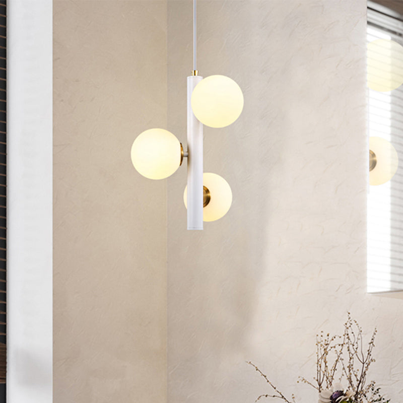 Lumo lampadario lineare nero/nero/oro Simplicità 3 luci Luce a sospensione in vetro bianco