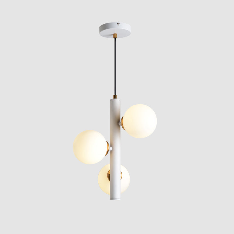 Lumo lampadario lineare nero/nero/oro Simplicità 3 luci Luce a sospensione in vetro bianco