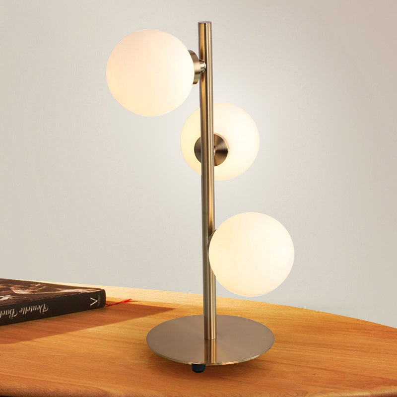 3 Lights Table Lamps Post Modern Style Gold Table Light with Globe White Glass Shade