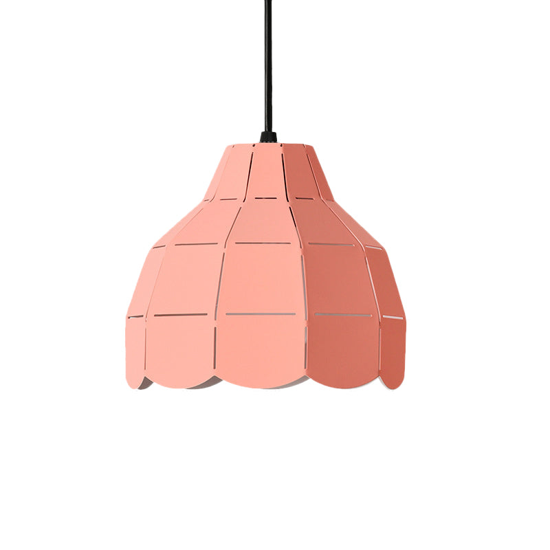 Pink/White/Negro Domo Costilete Costilismo Modernismo 1 Lámpara de colgación de metal claro