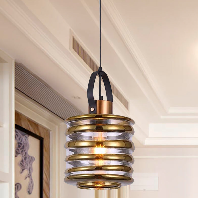 Cylinder/Ball/Oval Swirl Glass Pendant Lighting Contemporary 1 Light Silver/Rose Gold/Amber Hanging Ceiling Light Fixture