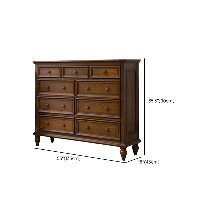 Solid Wood Traditional Storage Chest Dresser with 3/4/5/6/7/8/9/10 Drawers