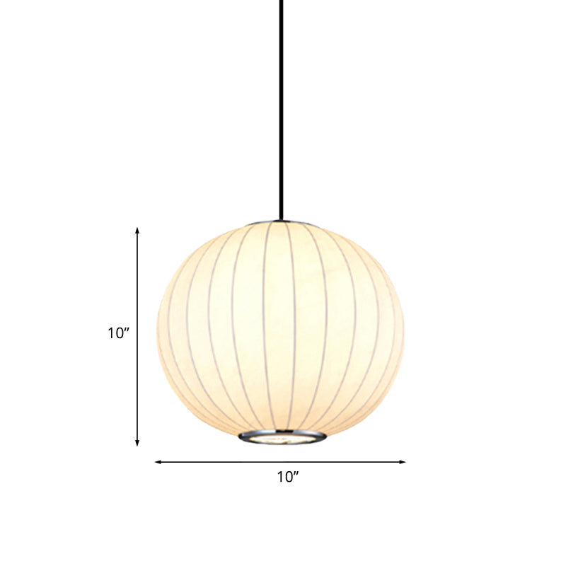 Simplicity 1 Light Hanging Light with Fabric Shade White Globe Suspension Pendant, 10"/12"/16"W