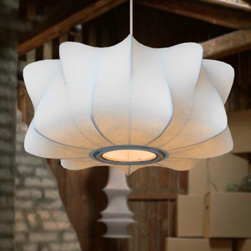 Moderno 1 colgante de suspensión de luz con sombra de tela Luz de techo colgante de linterna blanca