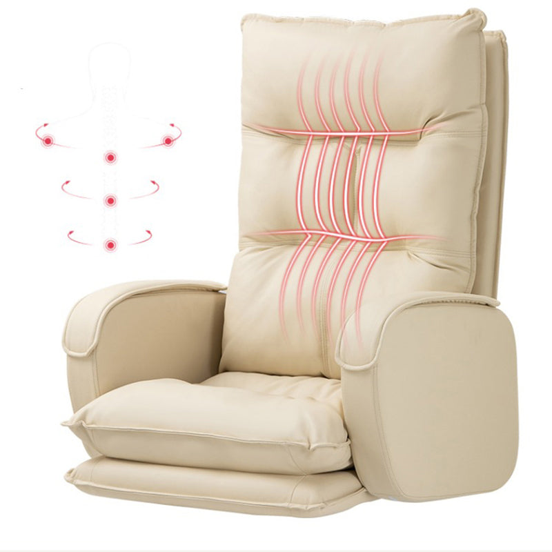 Modern Armless Office Chair Leather No Distressing No Wheels Ergonomic Desk Chair