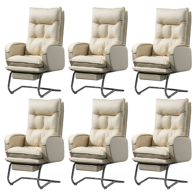 Modern Armless Office Chair Leather No Distressing No Wheels Ergonomic Desk Chair