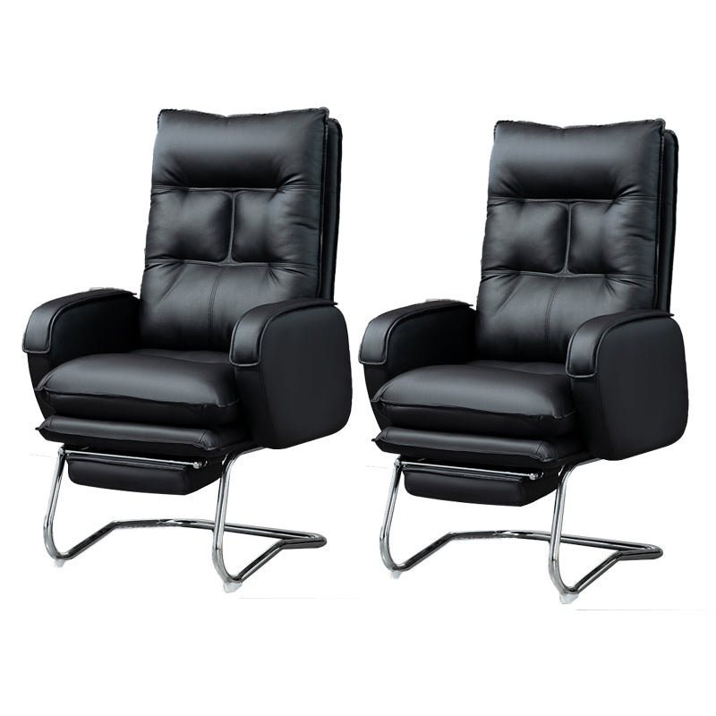 Modern Armless Office Chair Leather No Distressing No Wheels Ergonomic Desk Chair