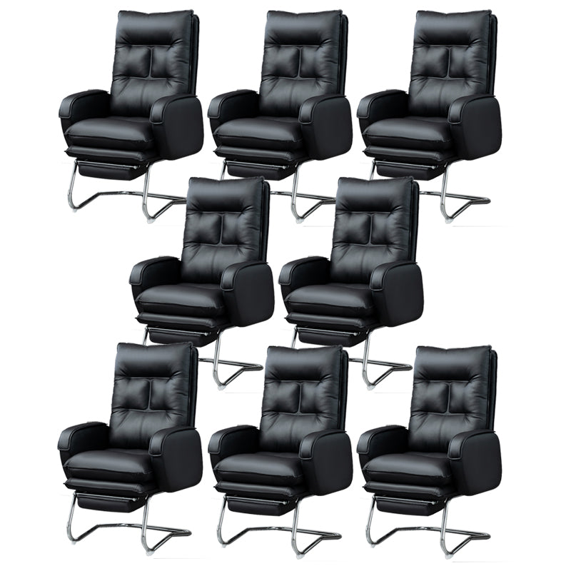 Modern Armless Office Chair Leather No Distressing No Wheels Ergonomic Desk Chair