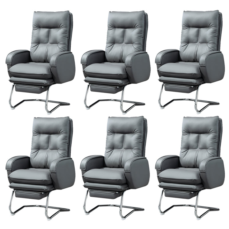 Modern Armless Office Chair Leather No Distressing No Wheels Ergonomic Desk Chair