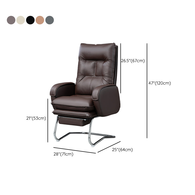 Modern Armless Office Chair Leather No Distressing No Wheels Ergonomic Desk Chair
